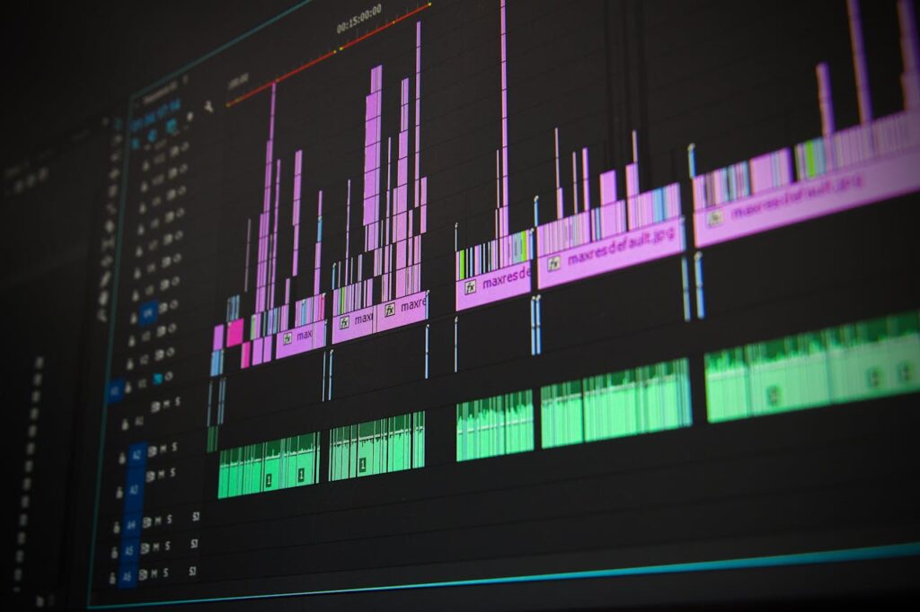 Video editing process on a screen